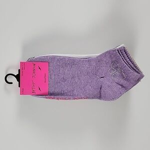 Betsey Johnson Quarters Ankle Socks Rhinestone Multi Colour 6 Pairs Size 5-10